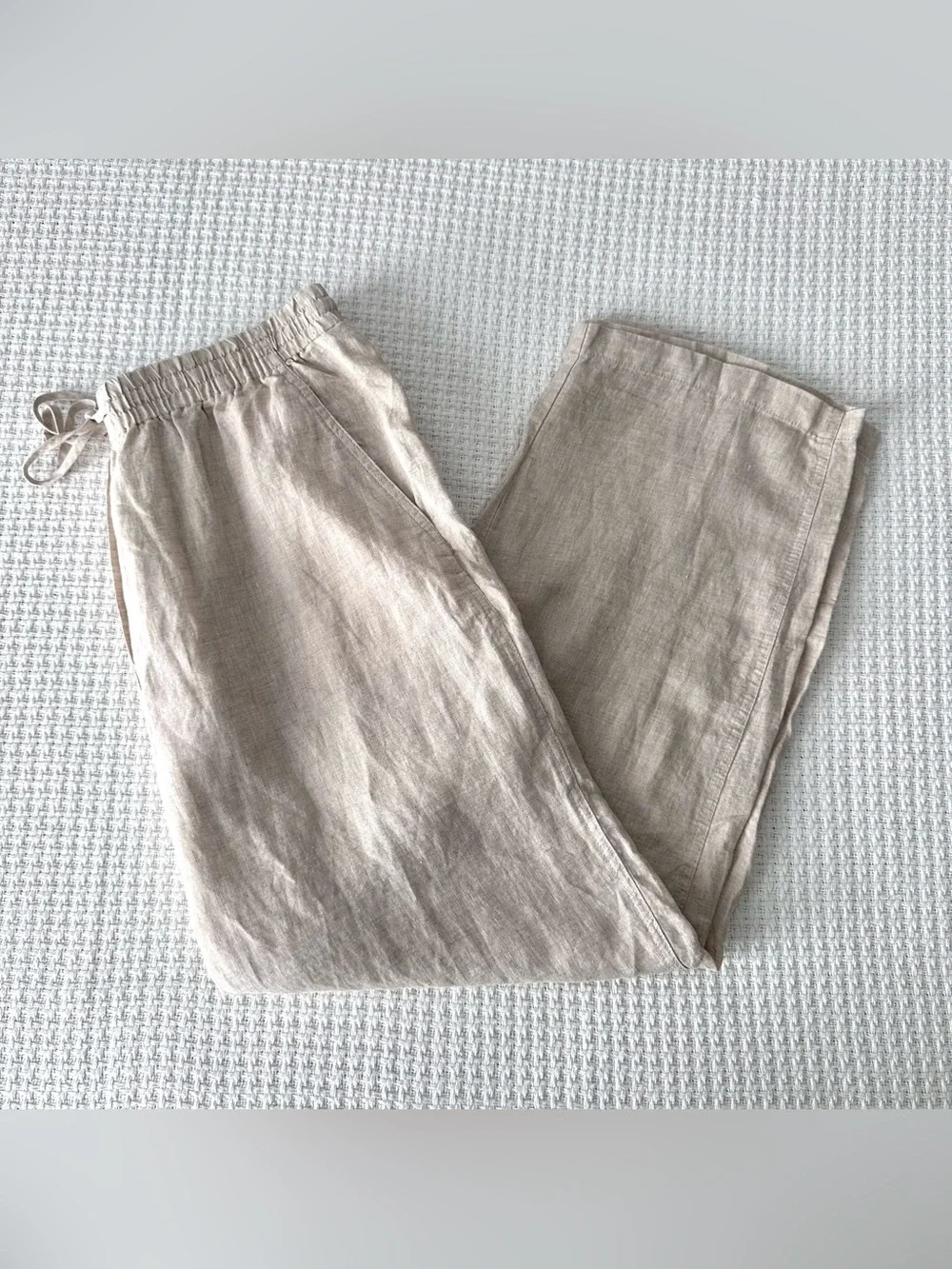 Banana Republic 100% Linen Beige European Flax Wide Leg Pants Womens Medium NWT